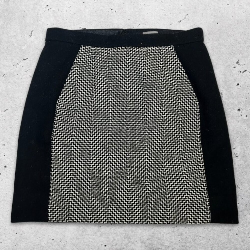 J.Crew Pencil‎ Skirt Clean Tailored Lines Houndstooth Pattern Black/White W 0P